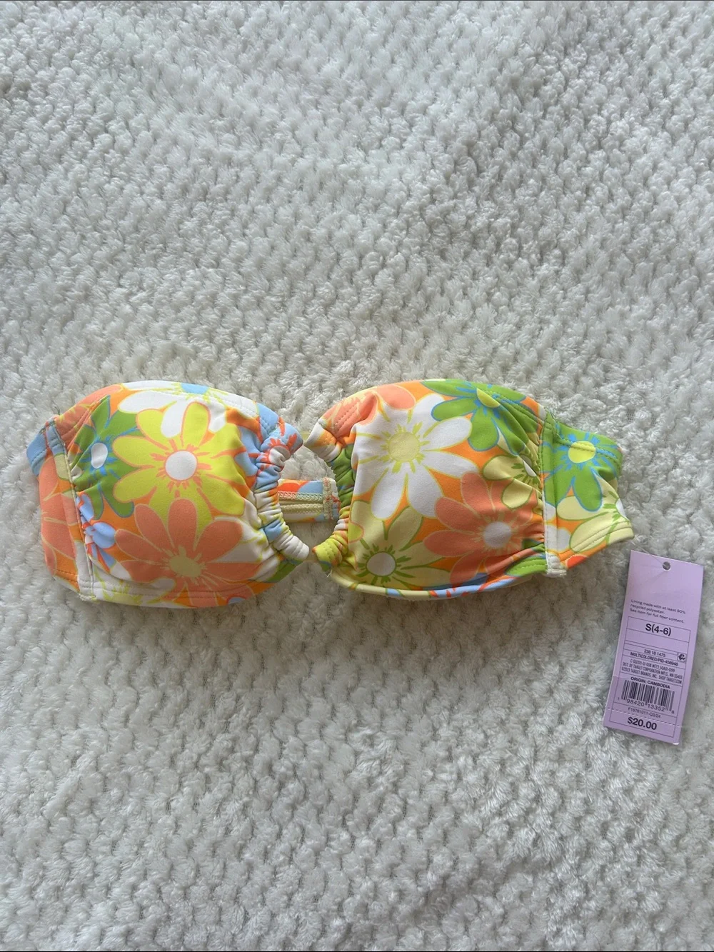 wild fable Floral Bandeau Bikini Top - Orange, Yellow, Green, White